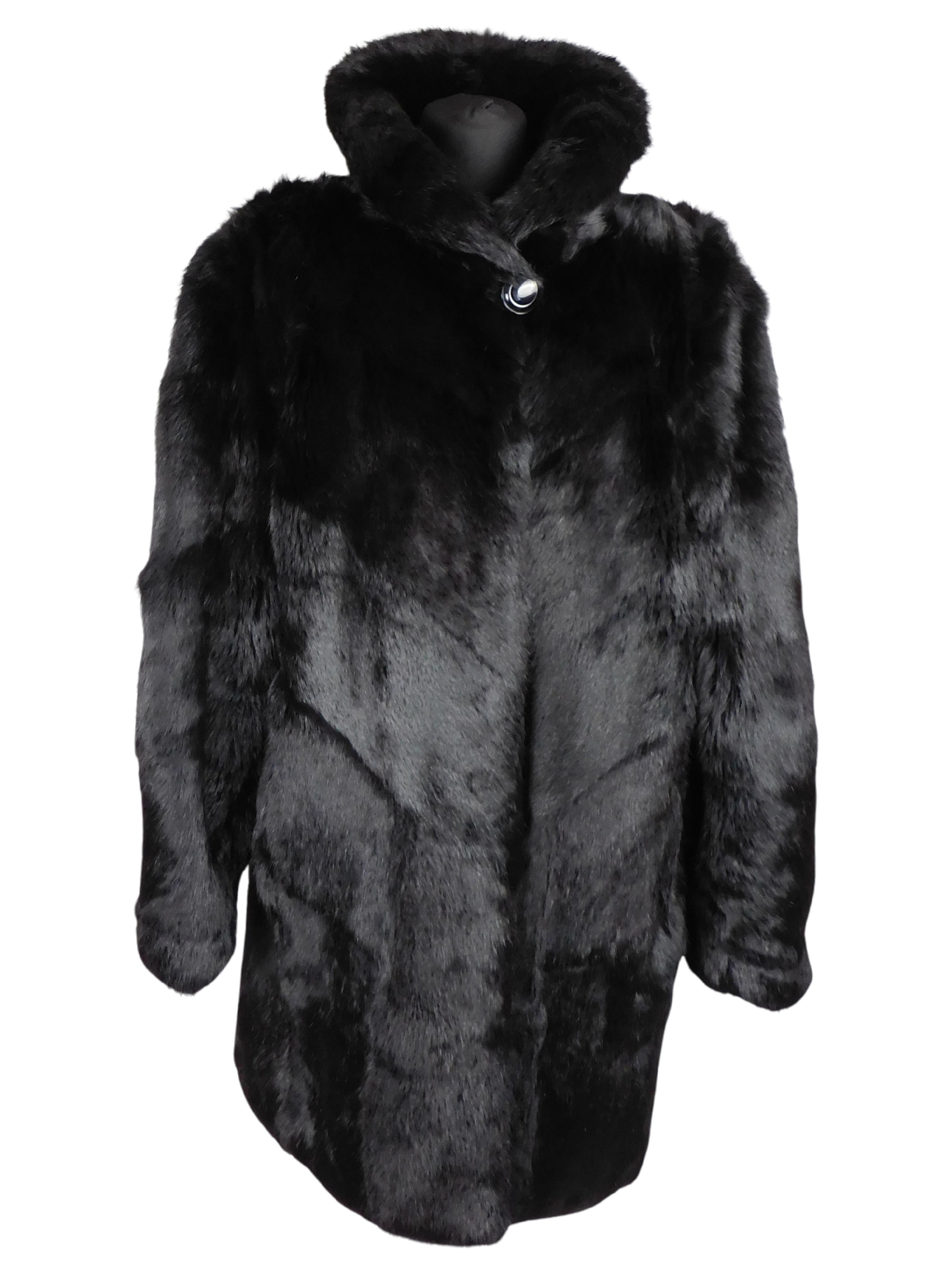 Pravý dámský černý kožich FUTREX XXL*