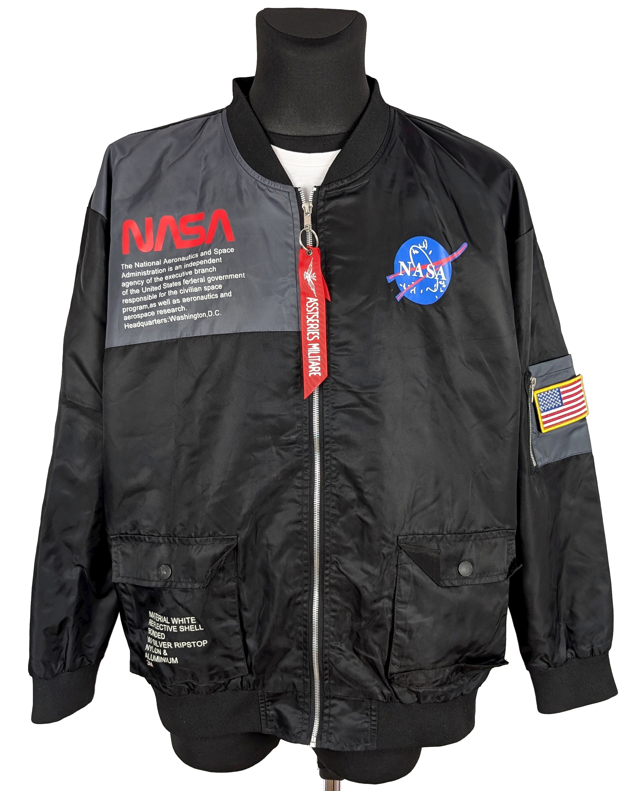 Levně Pánský černý NASA bomber XXXL