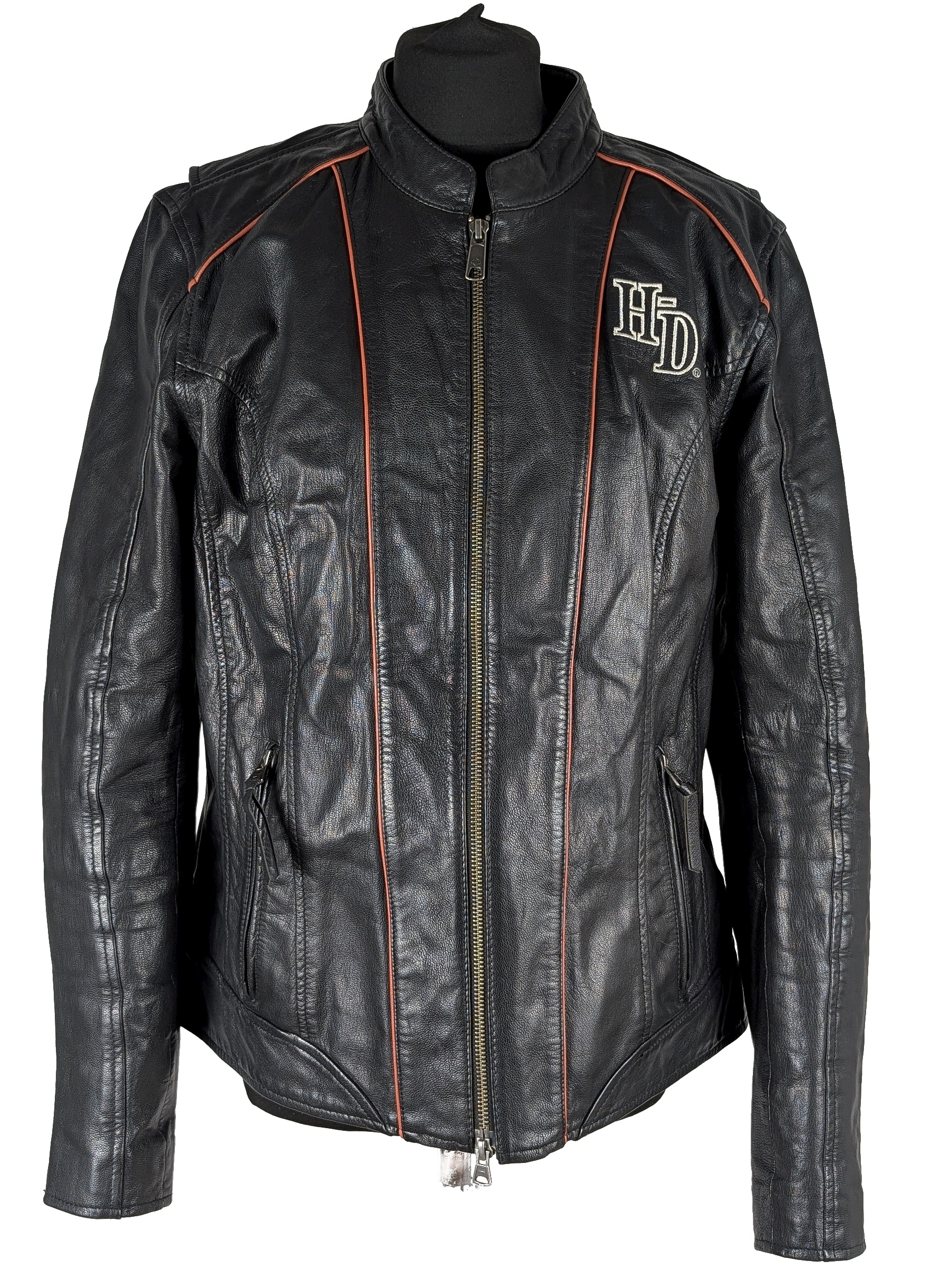Levně KOŽENÁ dámská černá moto bunda Harley Davidson XL