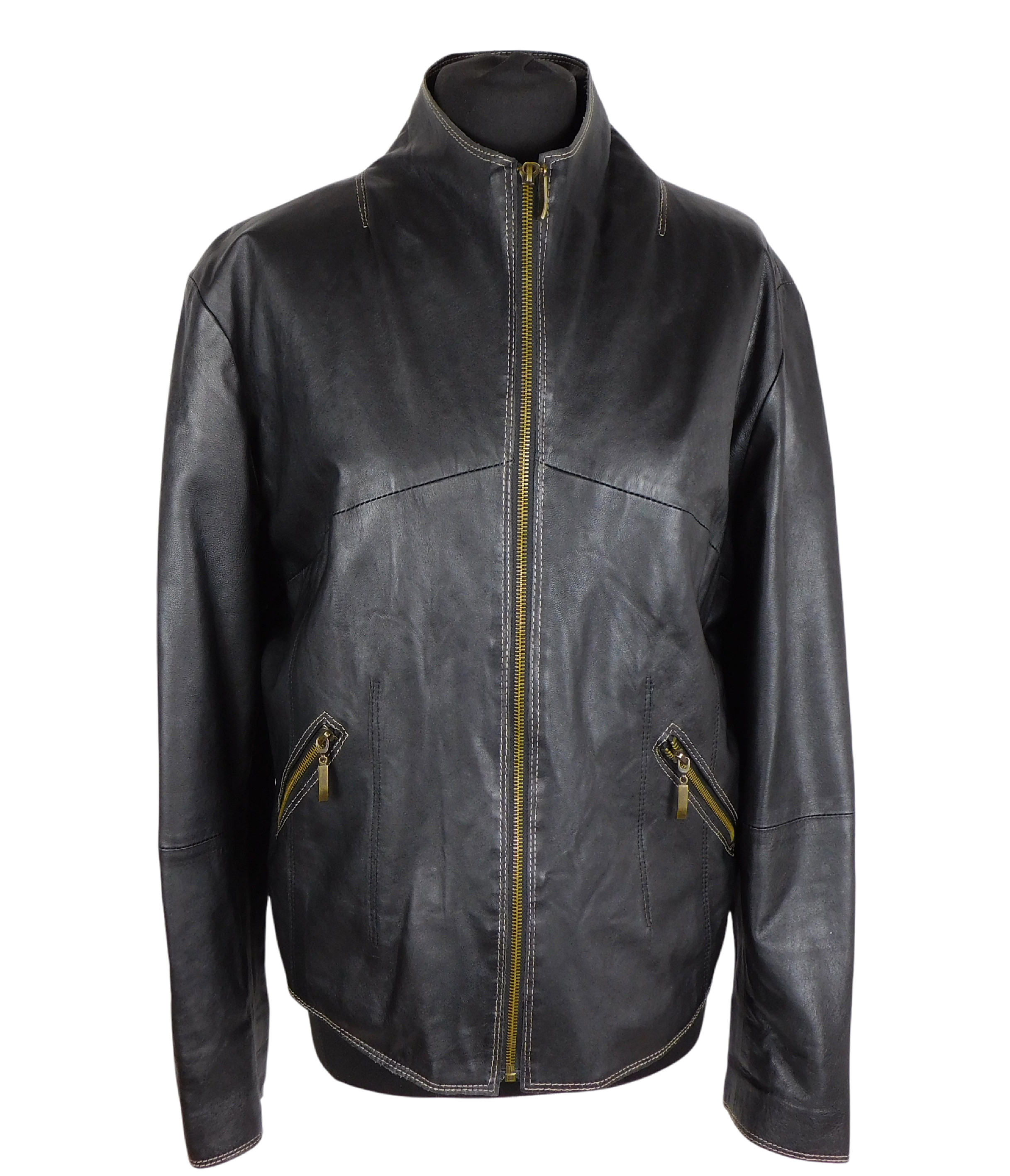 Levně Kožená dámská černá bunda BROCH LEATHER XL*