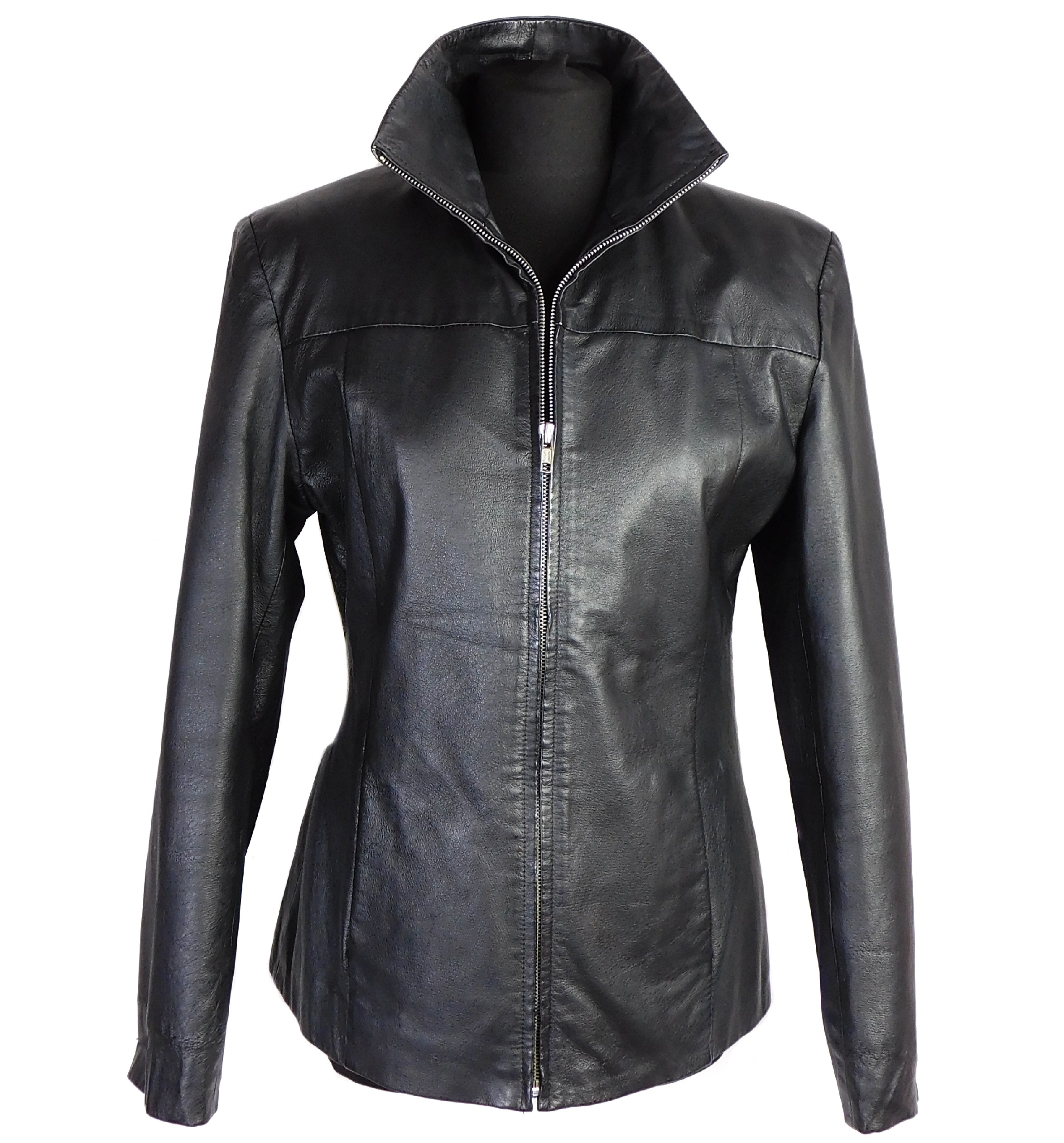 Levně Kožená dámská černá bunda LEATHER LIMITED M*