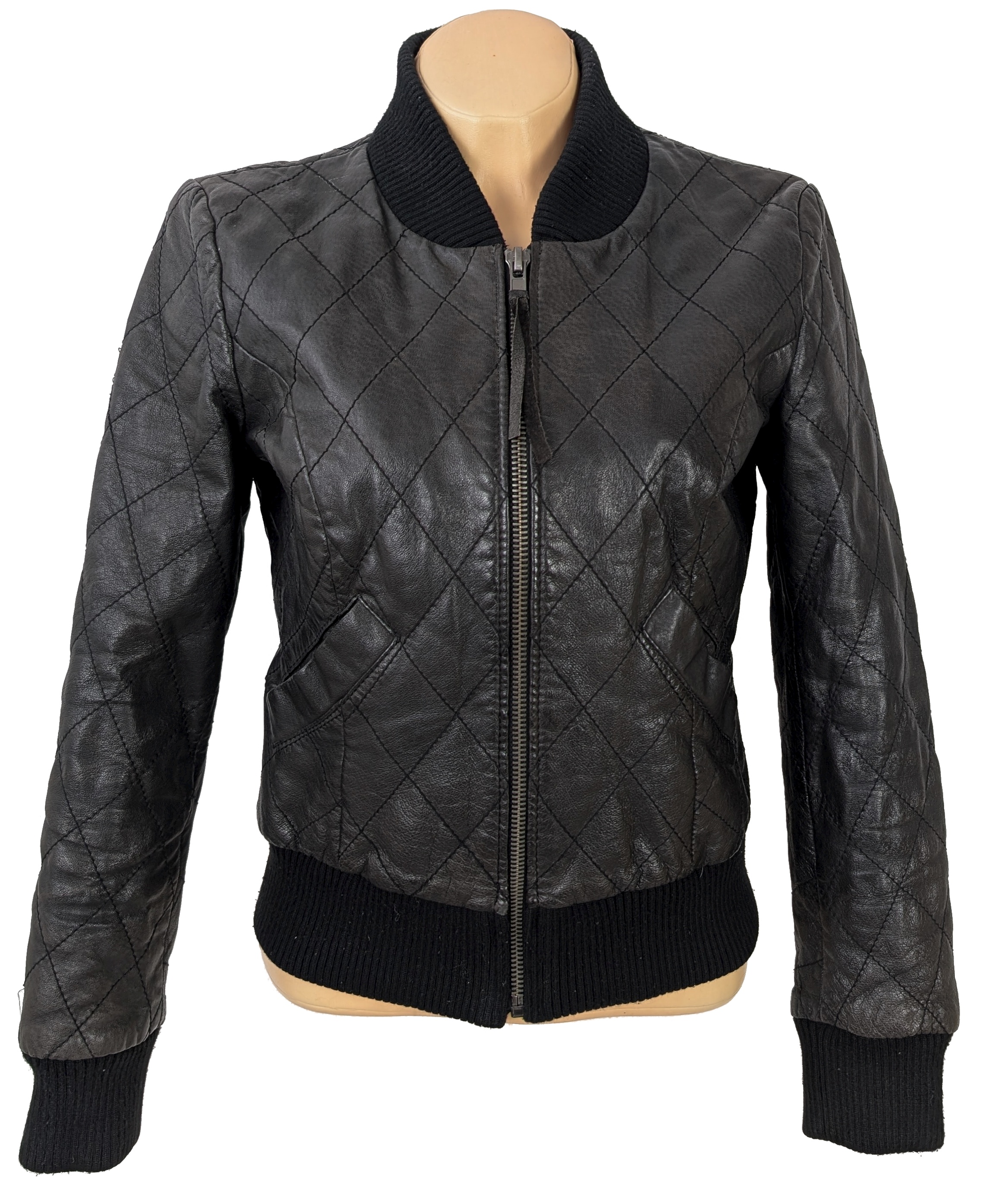 KOŽENÝ dámský černý prošívaný bomber Vero Moda M