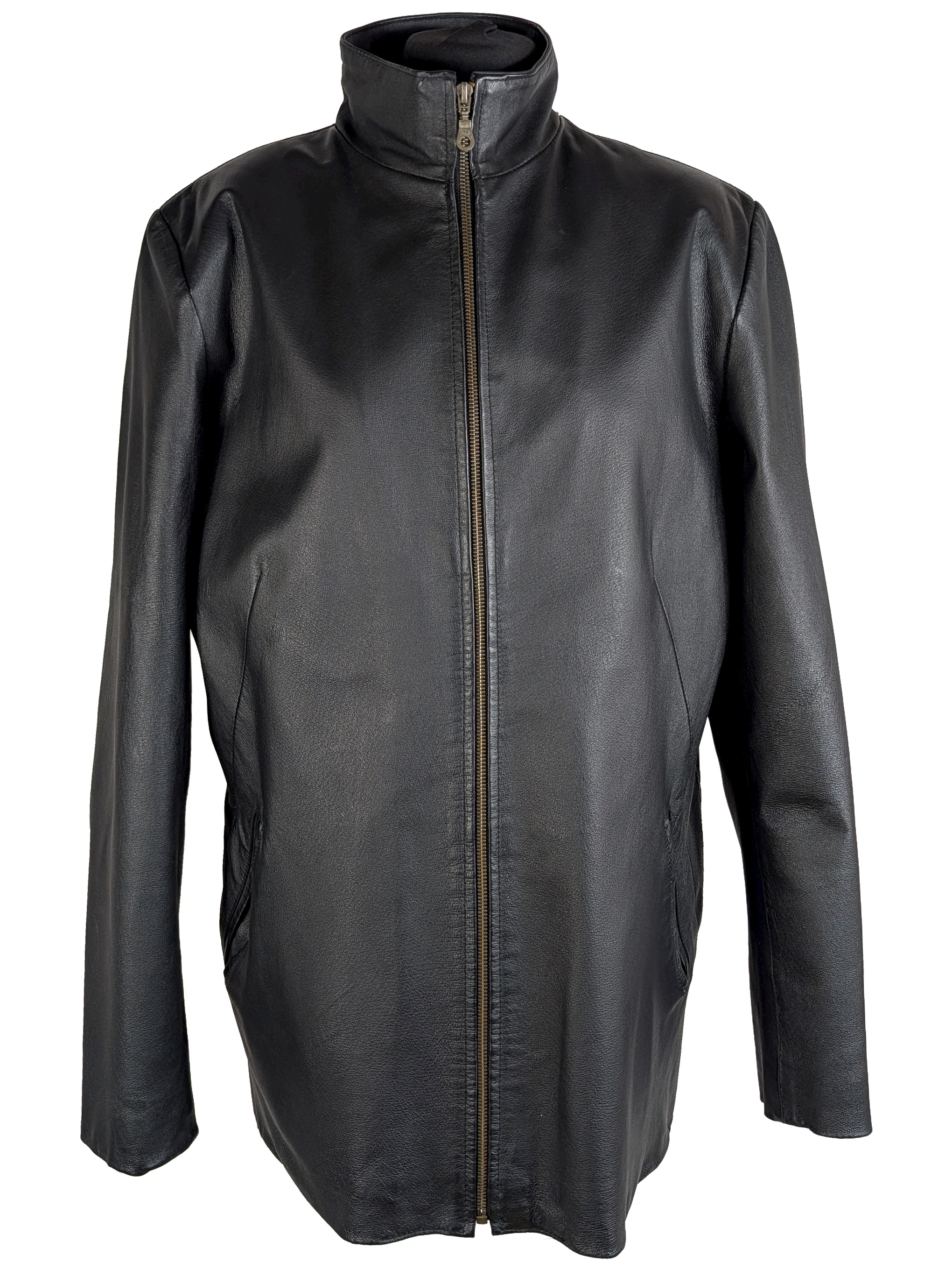 KOŽENÁ dámská černá dlouhá bunda na zip EVOCO L, XL