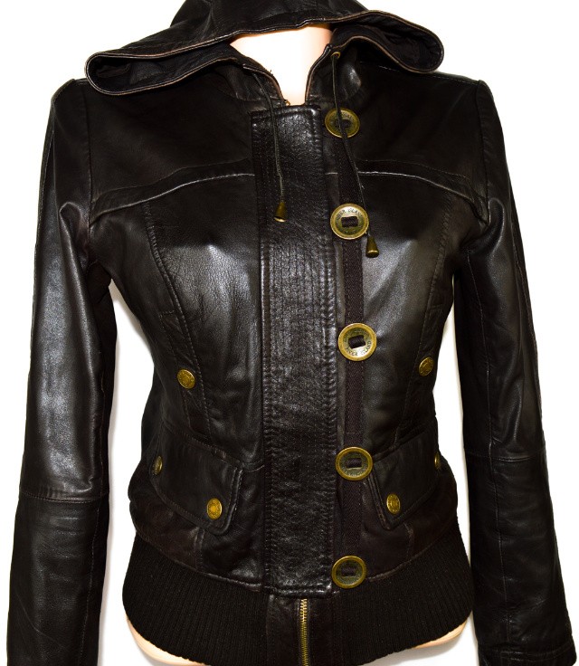 Levně KOŽENÁ dámská hnědá měkká bunda RIVER ISLAND XS