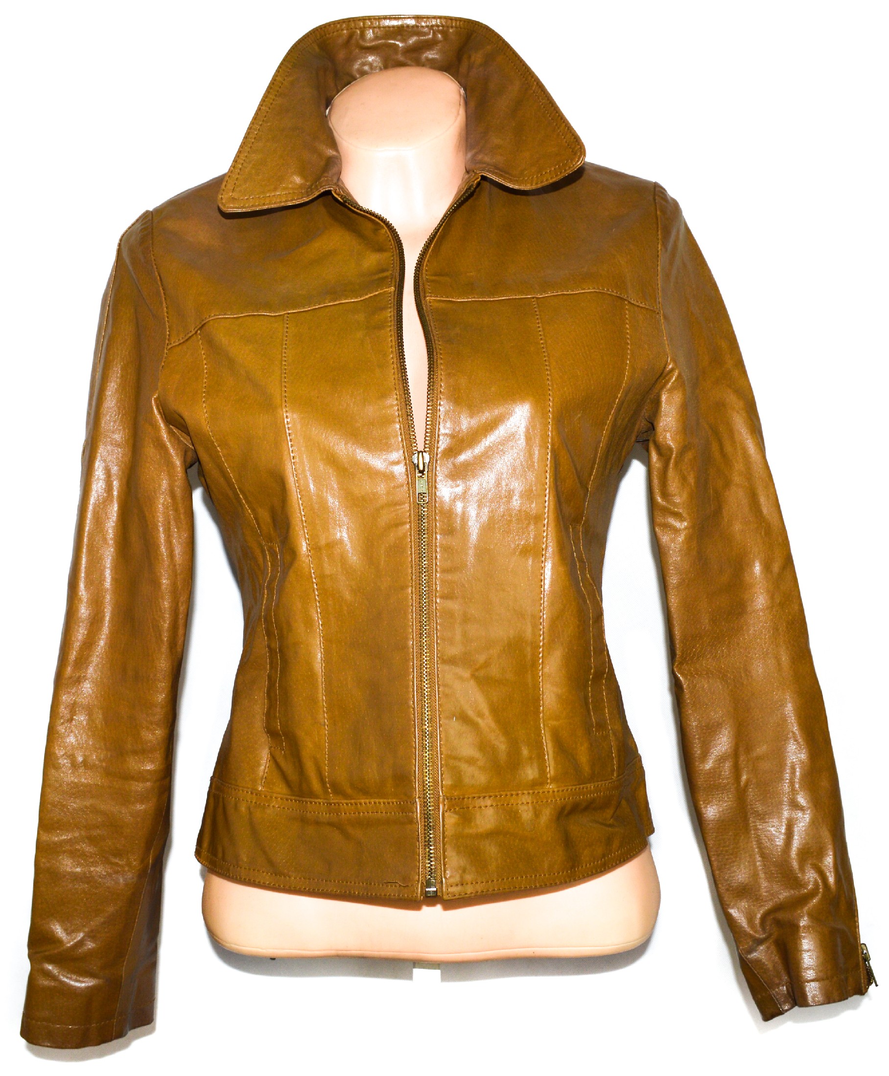 KOŽENÁ dámská hnědá bunda na zip NEW LOOK M