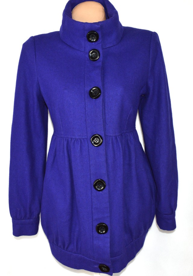Levně Vlněný dámský fialový kabát Dorothy Perkins 10/38, 12/40