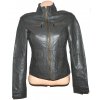 KOŽENÁ dámská šedá měkká bunda na zip S