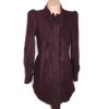 Vlněný dámský fialovovínový kabát s volány