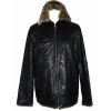 KOŽENÁ pánská černá měkká bunda na zip s kožíškem LINEA