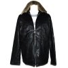 KOŽENÁ pánská černá měkká bunda na zip s kožíškem LINEA 3