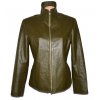 KOŽENÁ dámská khaki zelená měkká bunda na zip 44