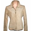 KOŽENÁ dámská béžová bunda na zip L 2