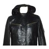 KOŽENÁ pánská černá měkká bunda s kapucí TOPMAN S 2