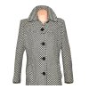 Vlněný (75%) dámský černobílý puntíkovaný kabát Erich Fend  2