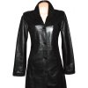 KOŽENÝ dámský černý měkký kabát 38 3