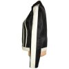 KOŽENÁ dámská černá měkká bunda s bílými proužky Style M 3