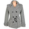 Dámský černobílý kabát s páskem L/XL