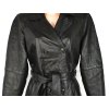 KOŽENÝ dámský černý měkký kabát s páskem L 2