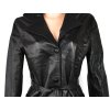 KOŽENÝ dámský černý měkký kabát s páskem M 2