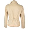 KOŽENÝ dámský krémový měkký kabátek s páskem Firenze M 3