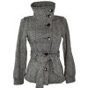 Vlněný dámský černobílý kabát s páskem H&M 34, 42