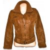 KOŽENÁ dámská hnědá retro bunda na zip s páskem DEBENHAMS 12/40