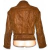 KOŽENÁ dámská hnědá retro bunda na zip s páskem DEBENHAMS 12/40