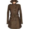 Vlněný dámský hnědý kabát s páskem AMISU 36, 38