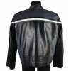 KOŽENÁ pánská černá měkká bunda s modrým pruhem Calypso 50
