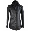 KOŽENÝ dámský černý měkký kabát K.K.M