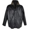 KOŽENÁ pánská černá měkká bunda s odnimatelným kožíškovým límcem Bourbon L