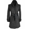 Dámský šedočerný kabát s páskem Lantea 36
