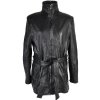 KOŽENÝ dámský černý měkký kabát s páskem S'egnaro L