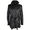 KOŽENÝ dámský černý měkký kabát s páskem S'egnaro L