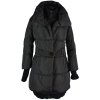 Dámský černý prošívaný kabát s páskem AMISU 40
