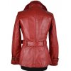 KOŽENÝ dámský červený kabátek s páskem Orsay 38