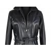KOŽENÝ dámský černý měkký kabát na zip s páskem Calypso L