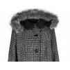 Dámský zimní šedočerný kabát s kapucí 48