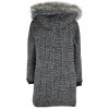 Dámský zimní šedočerný kabát s kapucí 48