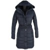 Dámský modrý prošívaný kabát s páskem a kapucí Camaieu 8/36