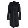 Vlněný (70%) dámský šedočerný kabát s kapucí Yessica 44