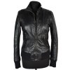 KOŽENÁ dámská černá bunda na zip Roberto Della Croce S