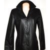 KOŽENÝ dámský měkký černý kabát L