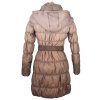 Dámský prošívaný hnědý kabát s páskem a kapucí Orsay 34