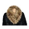 Pravý dámský černý dlouhý kožich s kožešinovým límcem XL