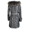 Dámský prošívaný šedý kabát s pravou kožešinou LUO LUO  L*