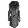 Dámský prošívaný šedý kabát s pravou kožešinou LUO LUO  L*