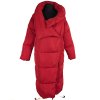 Dámský dlouhý červený prošívaný oversize kabát MANGO S
