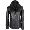 KOŽENÁ dámská černá bunda na zip L