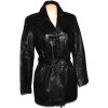 KOŽENÝ dámský měkký černý kabát s páskem L 2